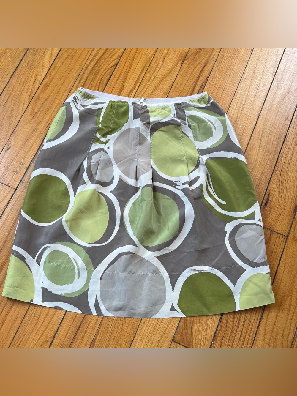 Banana Republic Green & Gray Circle Print A-Line Skirt